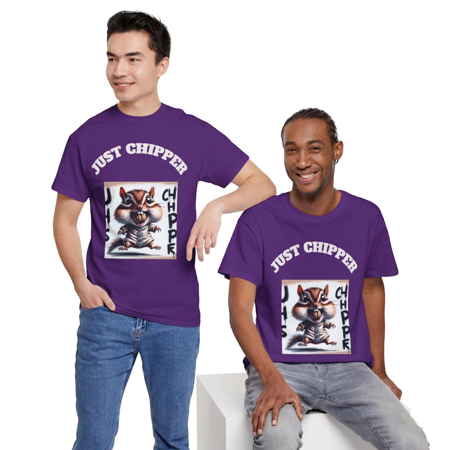 Straight Jacket Chipmunk 'Just Chipper' Funny Graphic Tee, Playful Unisex T-Shirt, Gift for Gamers, Humor Shirt, Casual Wear, Comedy Apparel