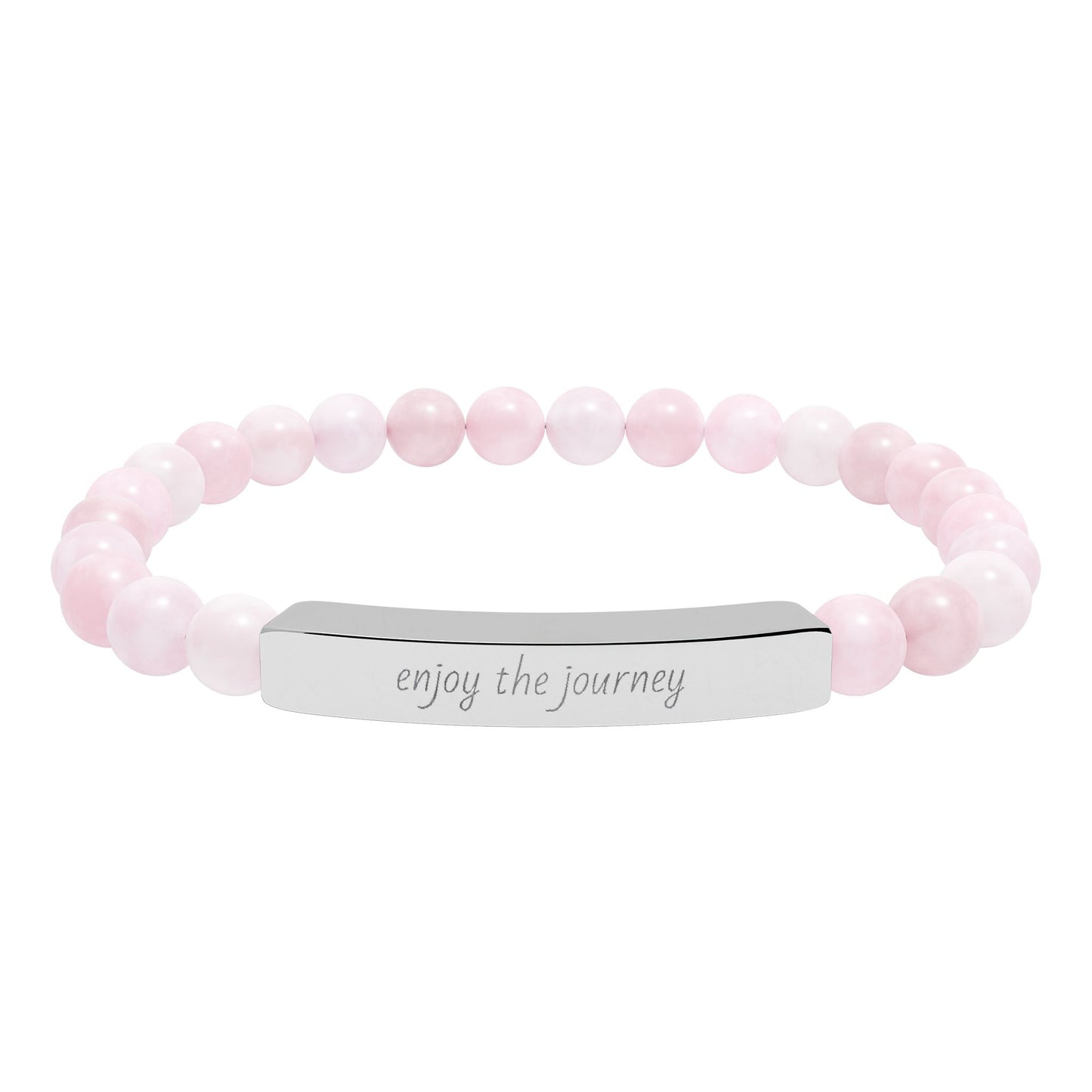 Enjoy The Journey- Engraved Natural Stone Stretch Bar Bracelet — Personalized "Enjoy the Journey" Beaded Bracelet