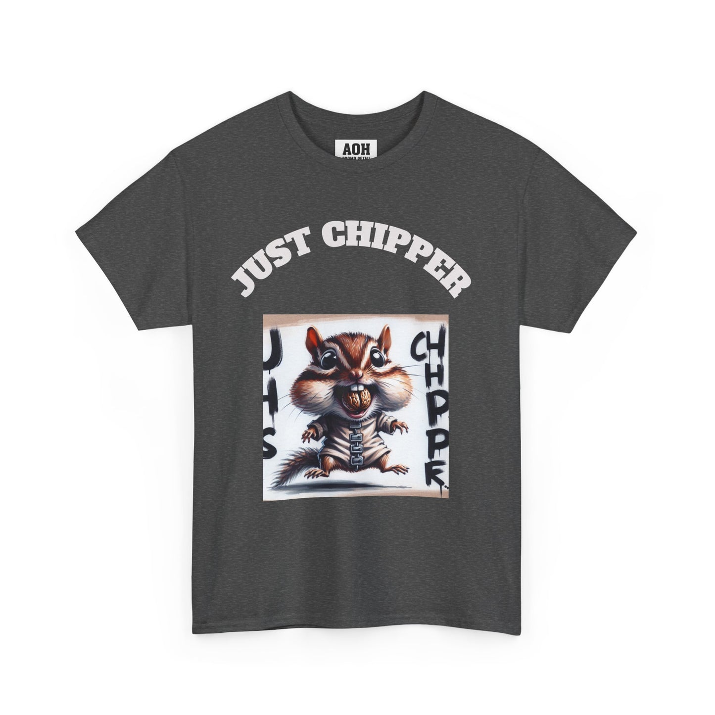 Straight Jacket Chipmunk 'Just Chipper' Funny Graphic Tee, Playful Unisex T-Shirt, Gift for Gamers, Humor Shirt, Casual Wear, Comedy Apparel