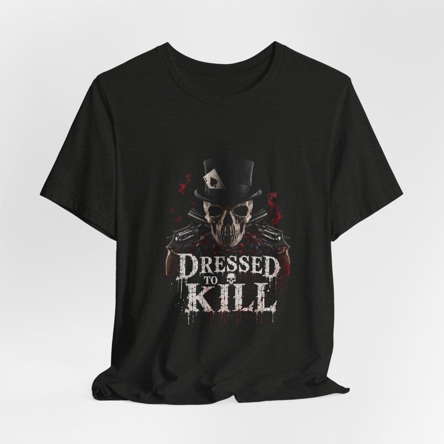Dressed to Kill Skull Tee — Gothic Top Hat Skull Graphic T-Shirt