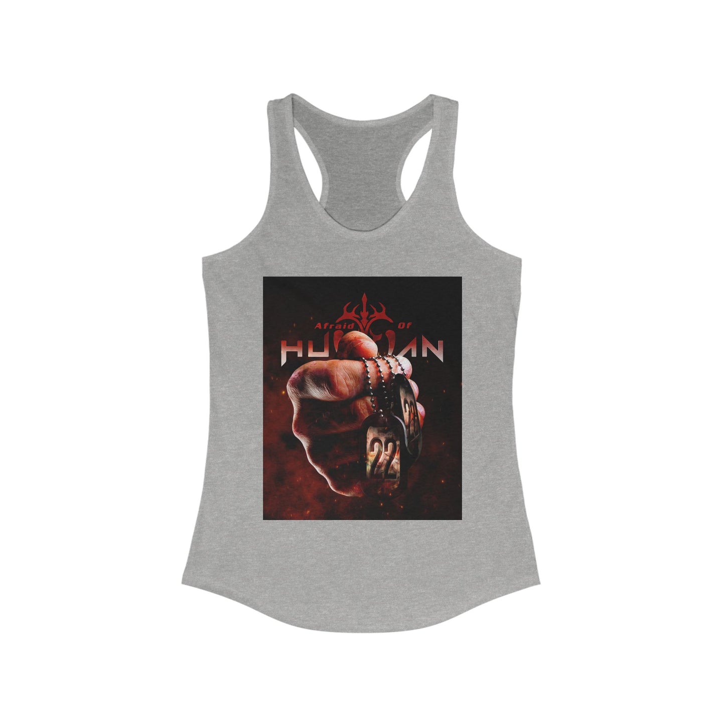 '22' Afraid of Human Racerback Tank Top, Casual Workout Tee, Graphic Fitness Shirt, Unique Gift for Her, Trendy Summer